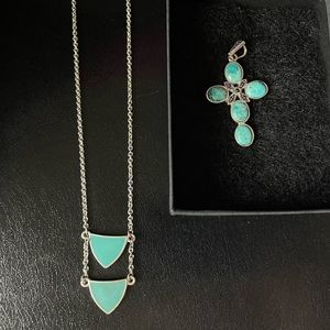 Turquoise Necklace and cross pendant set